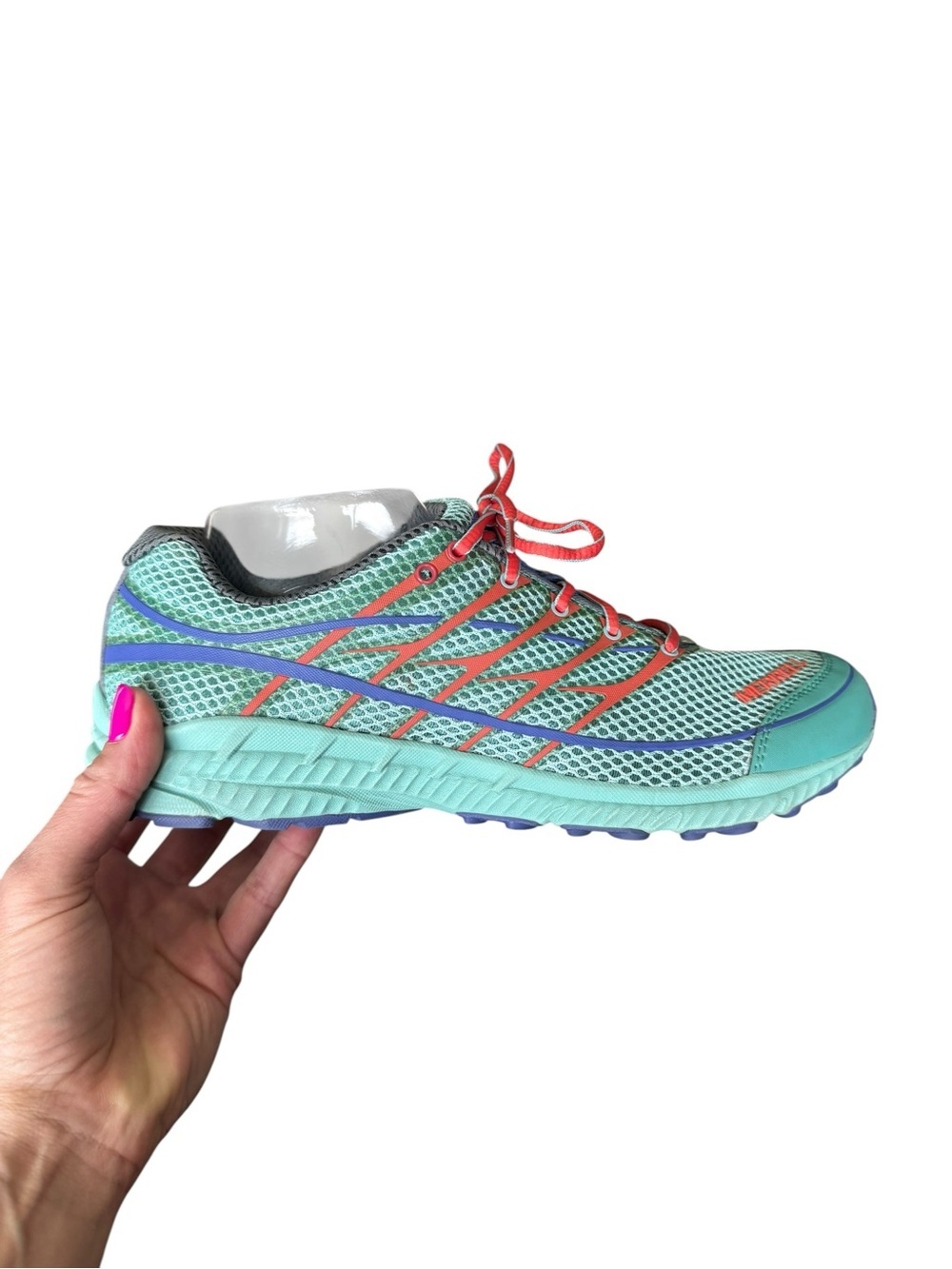 Merrell Barefoot Trail Running Shoes Aqua Mint Coral Vibram Hiking Gorpcore 10